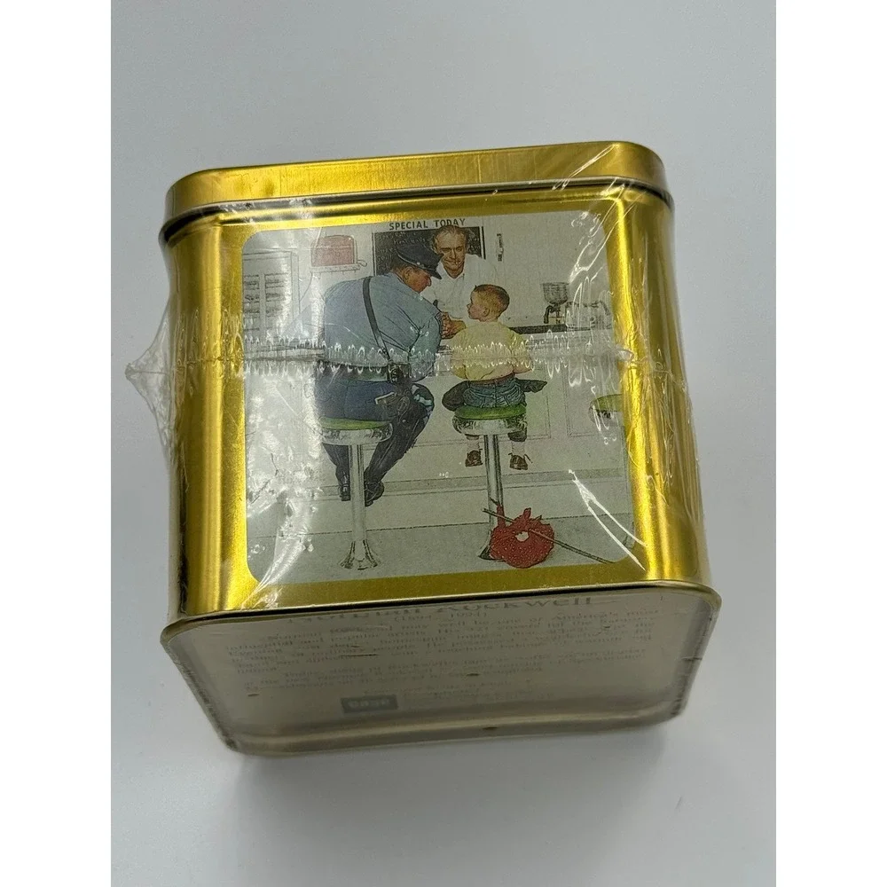 Vintage 1994 Norman Rockwell Memo Paper in Gold Tin Saturday Evening Post Sealed